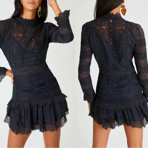 NWT LoveShackFancy Harmon Mini Shirted Lace Dress size 6 - Picture 2 of 10